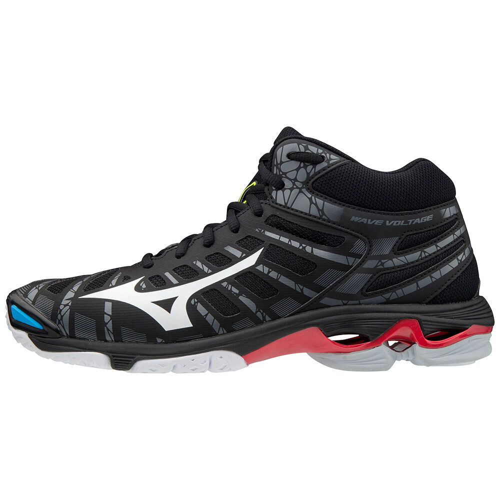 Mizuno Wave Voltage Mid Cut Férfi Röplabda Cipő Fekete/Fehér MUY713462